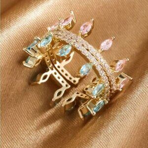 Gold Crown Ring with Purple stone A1491